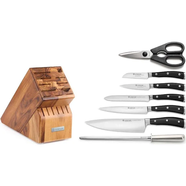 Wüsthof Classic IKON Knife Block Set, 8-Piece, Acacia,1090370807