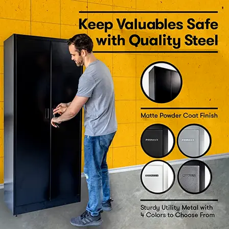 Fedmax Metal Garage Storage Cabinet - 71-inch Tall Large Industrial Locker with Adjustable Shelves & Locking Doors