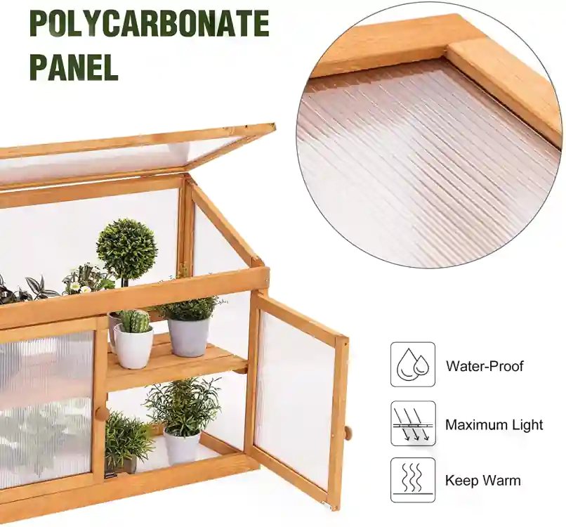 Mcombo 2-Tier Wood Frame Greenhouse - panels