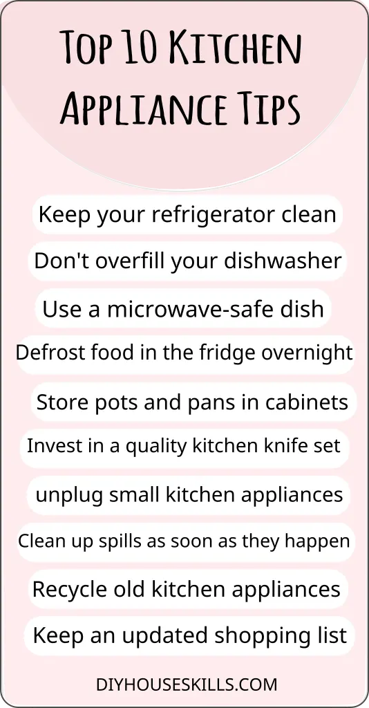 Top 10 Kitchen Appliance Tips Infographic
