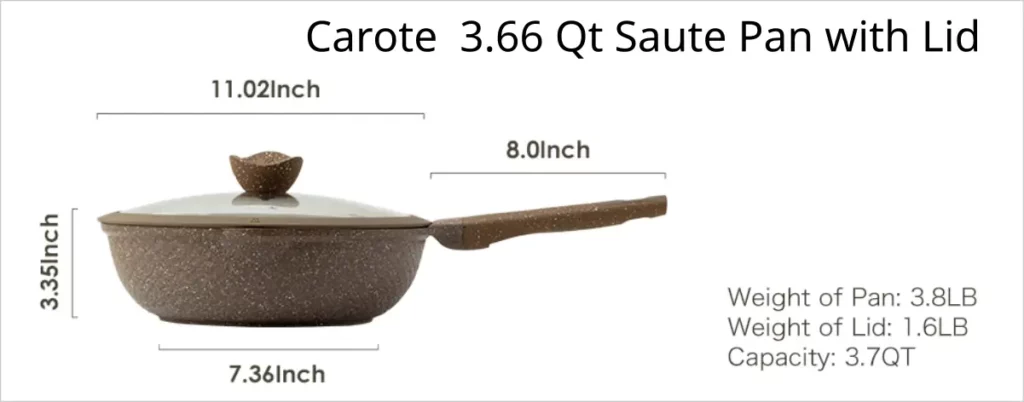 Carote 3.66 Qt Saute Pan Dimensions
