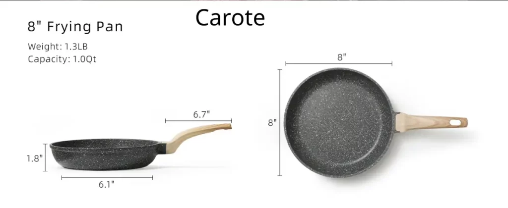 Carote 8 inch frying pan dimensions